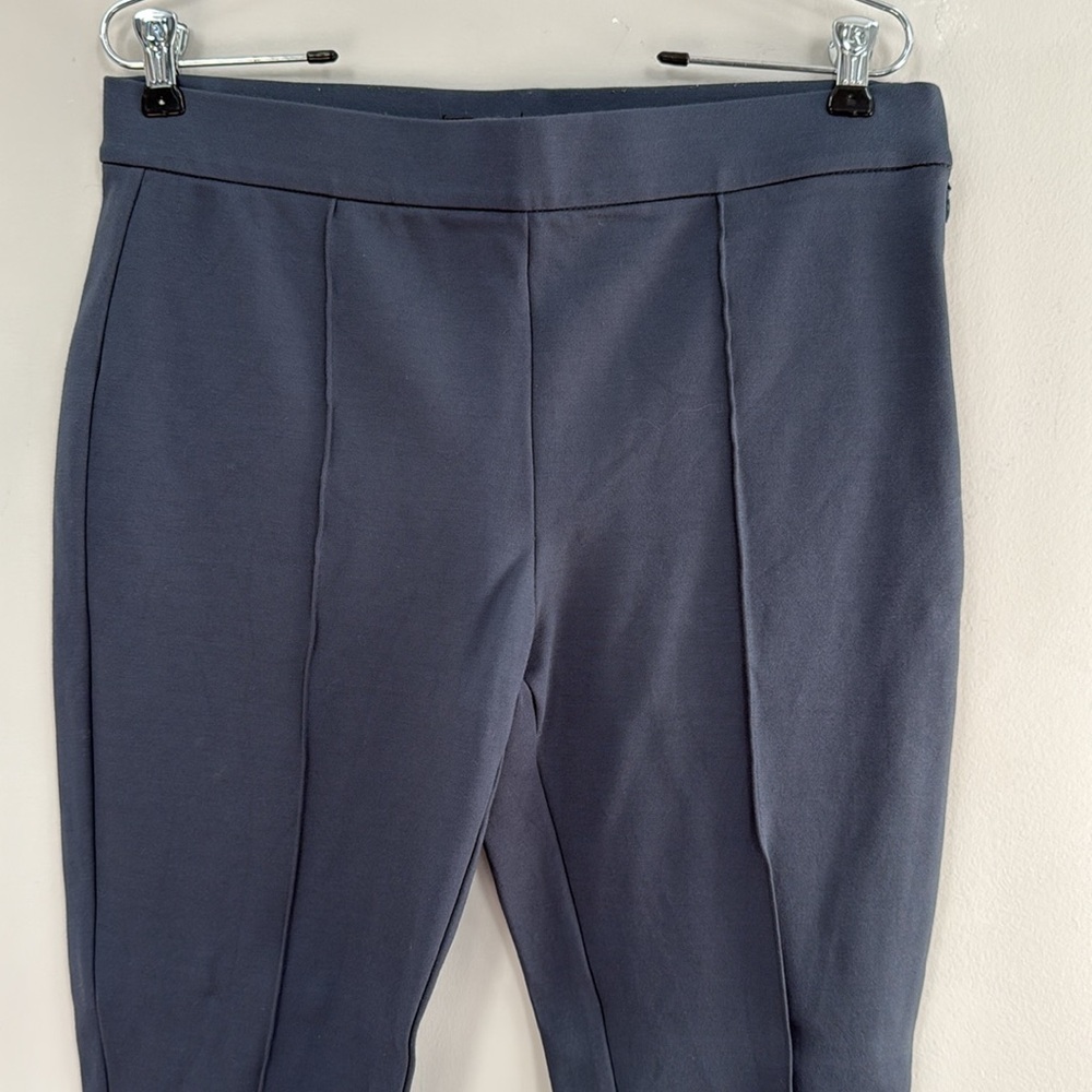 Gently Worn LOFT Slate Blue Seamed Ponte Side Zipper Flex Jeggings - Size 10